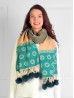 Cashmere Feeling 3-Tone Scarf with Pom pom 